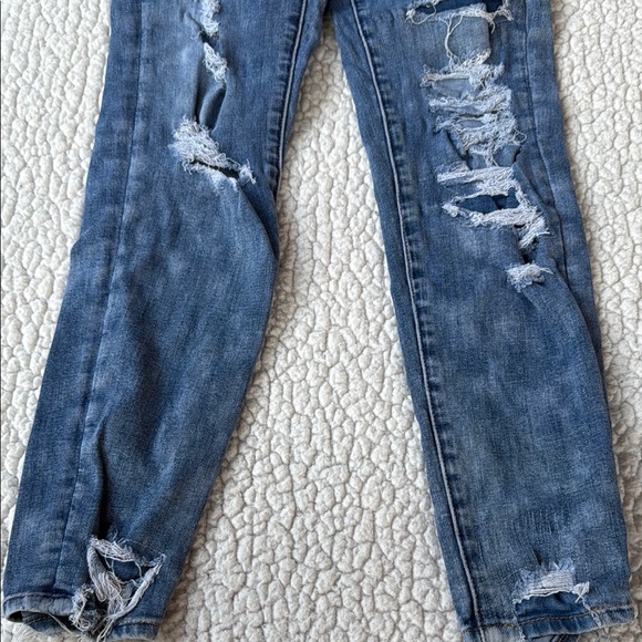 American Eagle Blue Skinny Jeans with Distressed Details - Picture 2 of 3